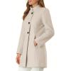 imagechouyatou Womens Winter Stand Collar Wool Coat Business Casual Single Breasted Wool Blend Trench CoatBeige