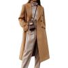 imagechouyatou Womens Double Breasted Wool Coat Notched Lapel Collar Winter Pea Coat Overcoat Long JacketsCamel