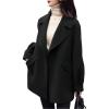 imagechouyatou Womens Dressy Wool Blend Coat Notch Lapel Overcoat Loose Warm Single Breasted Trench CoatBlack