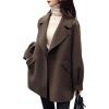 imagechouyatou Womens Dressy Wool Blend Coat Notch Lapel Overcoat Loose Warm Single Breasted Trench CoatBrown