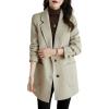 imagechouyatou Womens Elegant Notched Collar Coat Single Breasted Formal Office Wool Blend Overcoat with BeltApricot