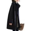 imagechouyatou Womens Oversized Hooded Wool Jacket Collarless Single Breasted Winter Wool CoatBlack