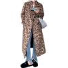 imagechouyatou Womens Winter Double Breasted Leopard Wool Coat Business Casual Midi Long Winter Trench CoatYellow