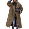 imagechouyatou Womens Winter Double Breasted Midi Long Wool Coat Notch Lapel Dressy Casual Winter Trench CoatBrown