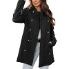 imagechouyatou Womens Winter Double Breasted Wool Jacket Collarless Business Office Blazer Wool CoatBlack
