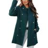 imagechouyatou Womens Winter Double Breasted Wool Jacket Collarless Business Office Blazer Wool CoatBlackish Green