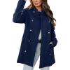 imagechouyatou Womens Winter Double Breasted Wool Jacket Collarless Business Office Blazer Wool CoatNavy Blue