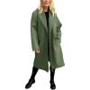 imagechouyatou Womens Winter Lapel Single Breasted Office Work Wool Blend Long Trench Pea Coat OvercoatArmy Green