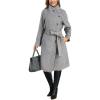 imagechouyatou Womens Winter Single Breasted Wool Pea Coat Thicken Notch Lapel Collar Long Trench Coat OvercoatGrey