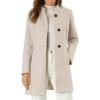 imagechouyatou Womens Winter Stand Collar Wool Coat Business Casual Single Breasted Wool Blend Trench CoatBeige