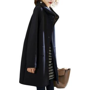 imagechouyatou Womens Oversized Hooded Wool Jacket Collarless Single Breasted Winter Wool CoatBlack