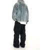imagechouyatou Mens Casual Pullover Denim Jacket Vintage Distressed Jean Hoodie Jacket Oversized Sweatshirt TopsBlue