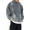 imagechouyatou Mens Casual Pullover Denim Jacket Vintage Distressed Jean Hoodie Jacket Oversized Sweatshirt TopsBlue