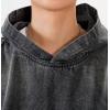 imagechouyatou Mens Vintage Denim Pullover Hoodie Jacket Distressed Hooded Oversized Jean Jacket Sweatshirt TopsBlack