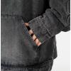 imagechouyatou Mens Vintage Denim Pullover Hoodie Jacket Distressed Hooded Oversized Jean Jacket Sweatshirt TopsBlack
