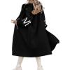 imagechouyatou Womens Casual Knitted Sleeve Wool Trench Coat Zip Up Hooded Wool Blend Overcoat with PocketsBlack