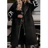 imagechouyatou Womens Casual Knitted Sleeve Wool Trench Coat Zip Up Hooded Wool Blend Overcoat with PocketsBlack