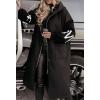 imagechouyatou Womens Casual Knitted Sleeve Wool Trench Coat Zip Up Hooded Wool Blend Overcoat with PocketsBlack