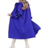 imagechouyatou Womens Casual Knitted Sleeve Wool Trench Coat Zip Up Hooded Wool Blend Overcoat with PocketsBlue