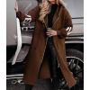 imagechouyatou Womens Casual Knitted Sleeve Wool Trench Coat Zip Up Hooded Wool Blend Overcoat with PocketsBrown
