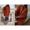 imagechouyatou Womens Dressy Loose Wool Blend Trench Coat Stand Collar Mid Long Coat Single Breasted OvercoatBrick Red