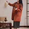 imagechouyatou Womens Dressy Loose Wool Blend Trench Coat Stand Collar Mid Long Coat Single Breasted OvercoatBrick Red