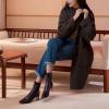 imagechouyatou Womens Dressy Loose Wool Blend Trench Coat Stand Collar Mid Long Coat Single Breasted OvercoatBrown