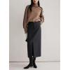 imagechouyatou Womens Fall Turtleneck Sweater Contrast Ribbed Knit Jumper Pullover Tops Casual Loose KnitwearBrown