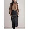 imagechouyatou Womens Fall Turtleneck Sweater Contrast Ribbed Knit Jumper Pullover Tops Casual Loose KnitwearBrown