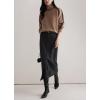 imagechouyatou Womens Fall Turtleneck Sweater Contrast Ribbed Knit Jumper Pullover Tops Casual Loose KnitwearBrown