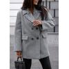 imagechouyatou Womens Thick Double Breasted Herringbone Wool Coat Striped Office Work Winter Pea CoatBlack White