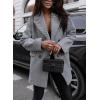 imagechouyatou Womens Thick Double Breasted Herringbone Wool Coat Striped Office Work Winter Pea CoatBlack White