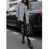 imagechouyatou Womens Thick Double Breasted Herringbone Wool Coat Striped Office Work Winter Pea CoatBlack White