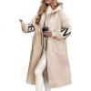 imagechouyatou Womens Casual Knitted Sleeve Wool Trench Coat Zip Up Hooded Wool Blend Overcoat with PocketsApricot