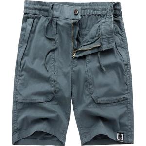 imagechouyatou Mens Drawstring Waist Big Pocket Beach Flat Front Summer Chino Shorts