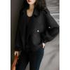 imagechouyatou Womens Fall Casual Cropped Wool Coat Open Front Loose Dressy Blazer Jacket Short Trench CoatBlack