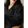 imagechouyatou Womens Fall Casual Cropped Wool Coat Open Front Loose Dressy Blazer Jacket Short Trench CoatBlack
