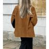 imagechouyatou Womens Faux Suede Blazer Jacket Notched Lapel Single Breasted Faux Suede Leather Suit JacketTan