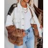 imagechouyatou Womens Contrast Camouflage Corduroy Loose Oversized Batwing Sleeve Ripped Casual Trucker JacketWhite