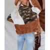 imagechouyatou Womens Contrast Camouflage Corduroy Loose Oversized Batwing Sleeve Ripped Casual Trucker JacketWhite
