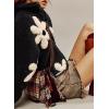 imagechouyatou Womens Fuzzy Fleece Cute Floral Jacket Zip Up Winter Oversized Faux Fur Coat Sherpa JacketBlack