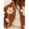 imagechouyatou Womens Fuzzy Fleece Cute Floral Jacket Zip Up Winter Oversized Faux Fur Coat Sherpa JacketBrown