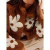 imagechouyatou Womens Fuzzy Fleece Cute Floral Jacket Zip Up Winter Oversized Faux Fur Coat Sherpa JacketBrown