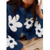 imagechouyatou Womens Fuzzy Fleece Cute Floral Jacket Zip Up Winter Oversized Faux Fur Coat Sherpa JacketPeacock Blue