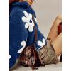imagechouyatou Womens Fuzzy Fleece Cute Floral Jacket Zip Up Winter Oversized Faux Fur Coat Sherpa JacketPeacock Blue