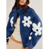 imagechouyatou Womens Fuzzy Fleece Cute Floral Jacket Zip Up Winter Oversized Faux Fur Coat Sherpa JacketPeacock Blue