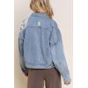 imagechouyatou Womens Leopard Print Spliced Distressed Ripped CorduroyDenim Jacket CoatSnake Blue