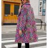 imagechouyatou Womens Open Front Leopard Print Faux Fur Long Trench Coat Lapel Collar Furry Jacket CoatColorful