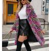 imagechouyatou Womens Open Front Leopard Print Faux Fur Long Trench Coat Lapel Collar Furry Jacket CoatColorful