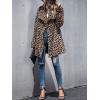 imagechouyatou Womens Warm Open Front Faux Fur Lapel Leopard Print Jacket OvercoatLeopard